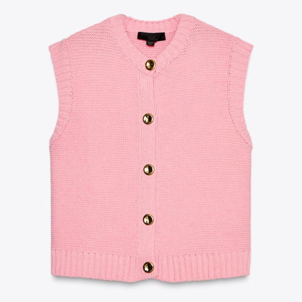 Zara Knit Vest Top - Pink Size Medium